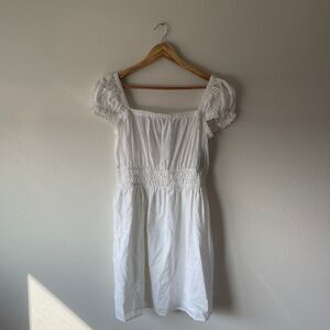 French Connection A-Line Gathered White Cotton Mini Dress NWT‎